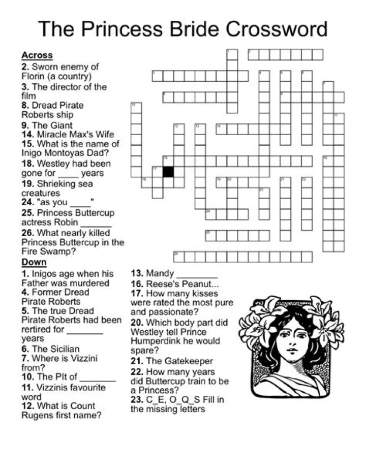 ___ and Buttercup iconic couple played by Cary Elwes and Robin Wright in the movie The Princess Bride Crossword Clue Daily Themed Crossword
