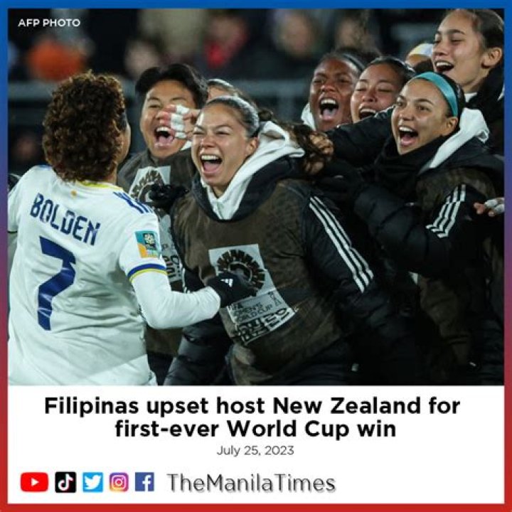 Philippines shocks co-host New Zealand 1-0 for its first win at the Women's World Cup