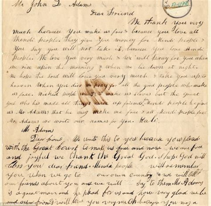 Thank You Letter From Amistad Rebellion Slaves to John Quincy Adams Released